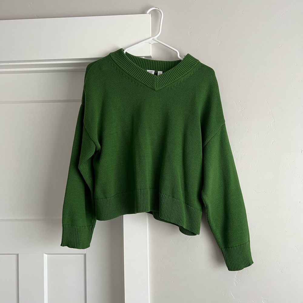 Green V-Neck Women's Sweater